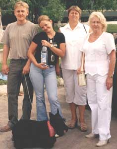 From left to right: Konstantin, his sister, wife, mother and sister's dog Dusia
